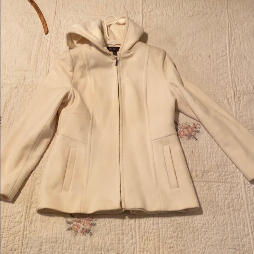 Jason Kole size large full zip wool coat hooded